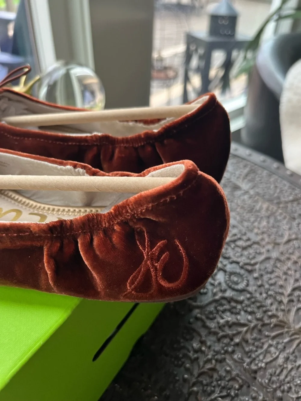 SAM EDELMAN FELICIA KIDS VELVET BALLET FLATS IN COPPER 2 - Picture 10 of 12